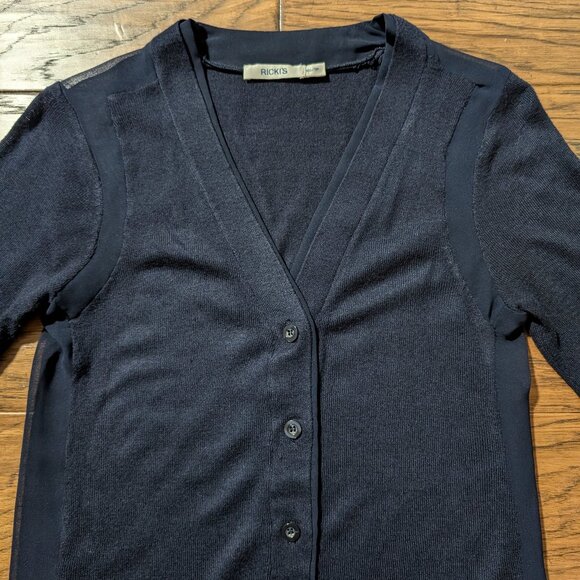 Ricki's cardigan button up V neck navy blue size XS - Picture 3 of 13